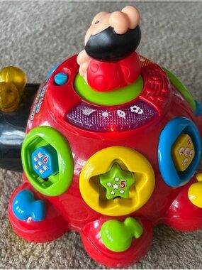 Bright Red Shape-Sort Learning Toy with Colorful Buttons for Kids